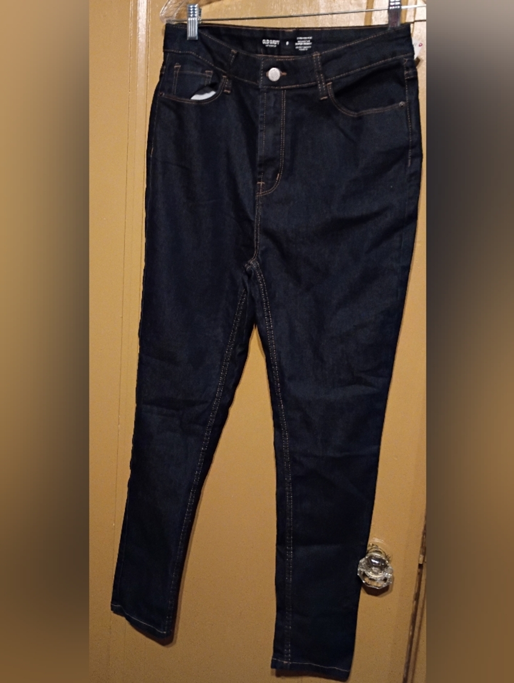 New Old Navy Women's Extra High Rise Rockstar Super Skinny Dk Blue Jeans, Size 8